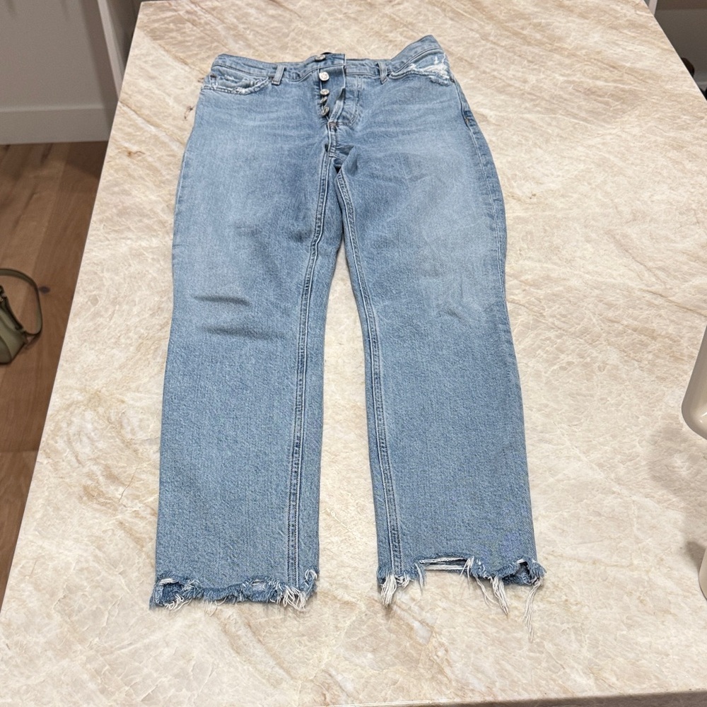 Agolde Light Blue Distressed Ankle Jeans